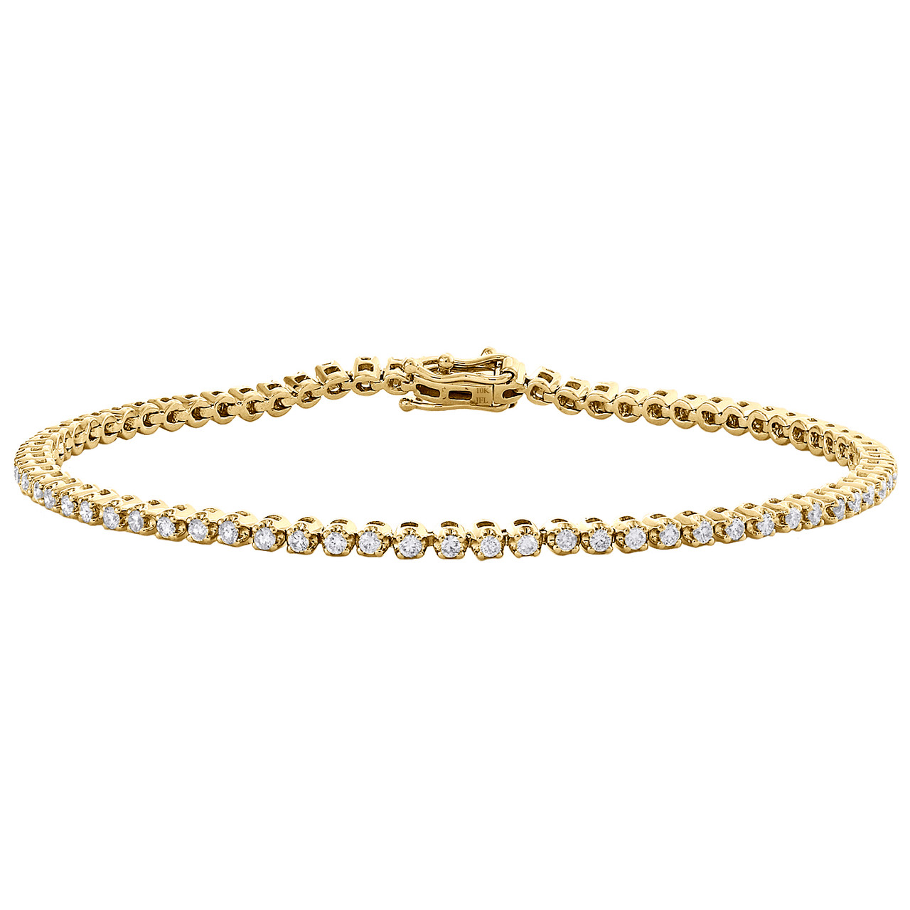 Macy's Mens' Diamond Curb Link Bracelet (6 ct. t.w.) in 10k Gold - Macy's