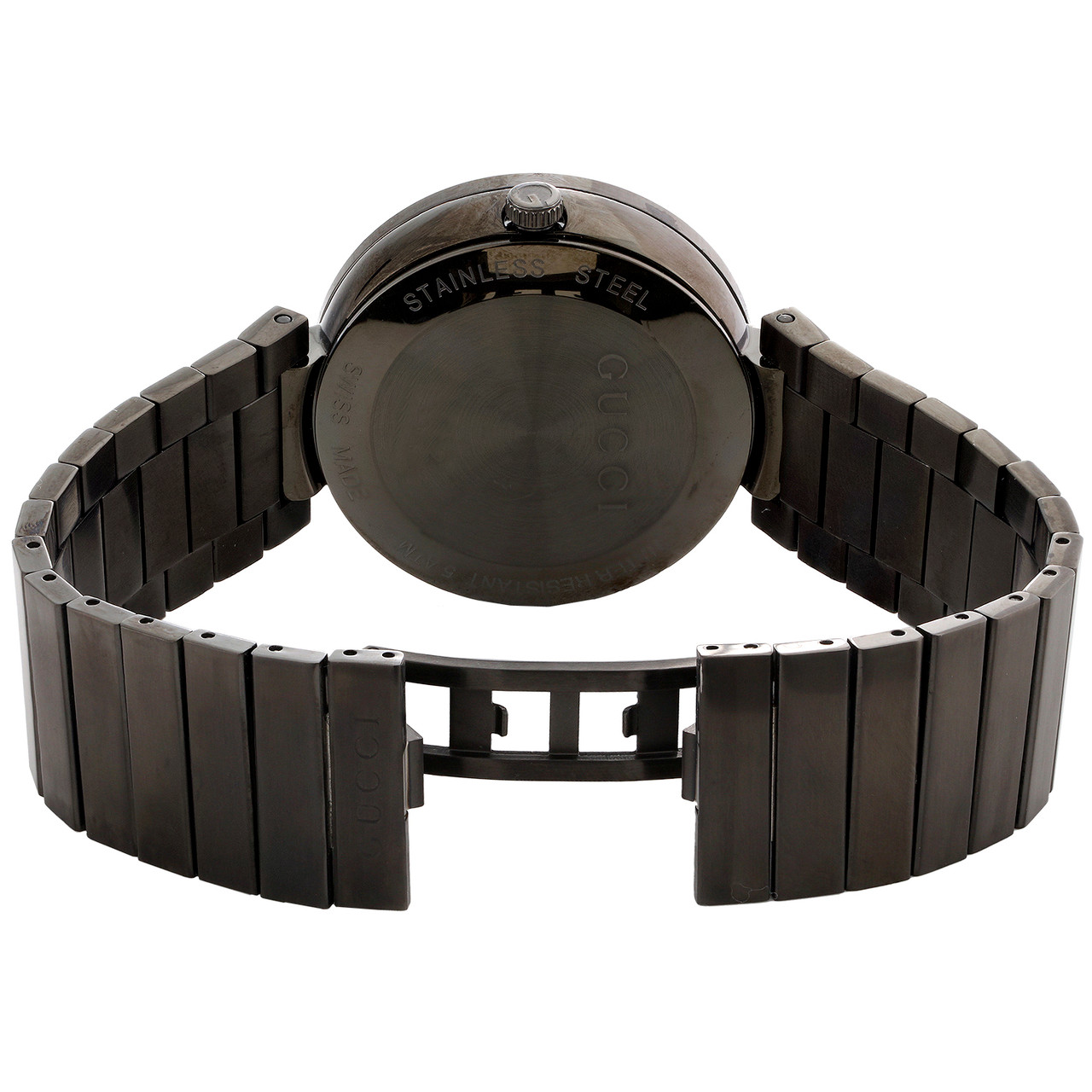 GUCCI Interlocking Anthracite 42mm Gray PVD Steel Ya133210 Diamond