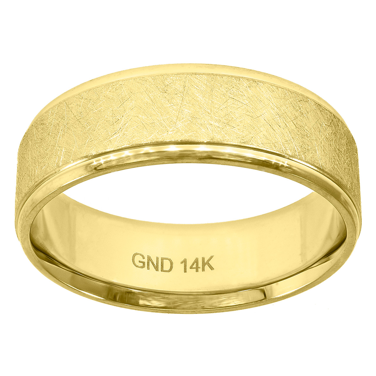 Anillo de oro amarillo de 14 quilates para hombre con acabado