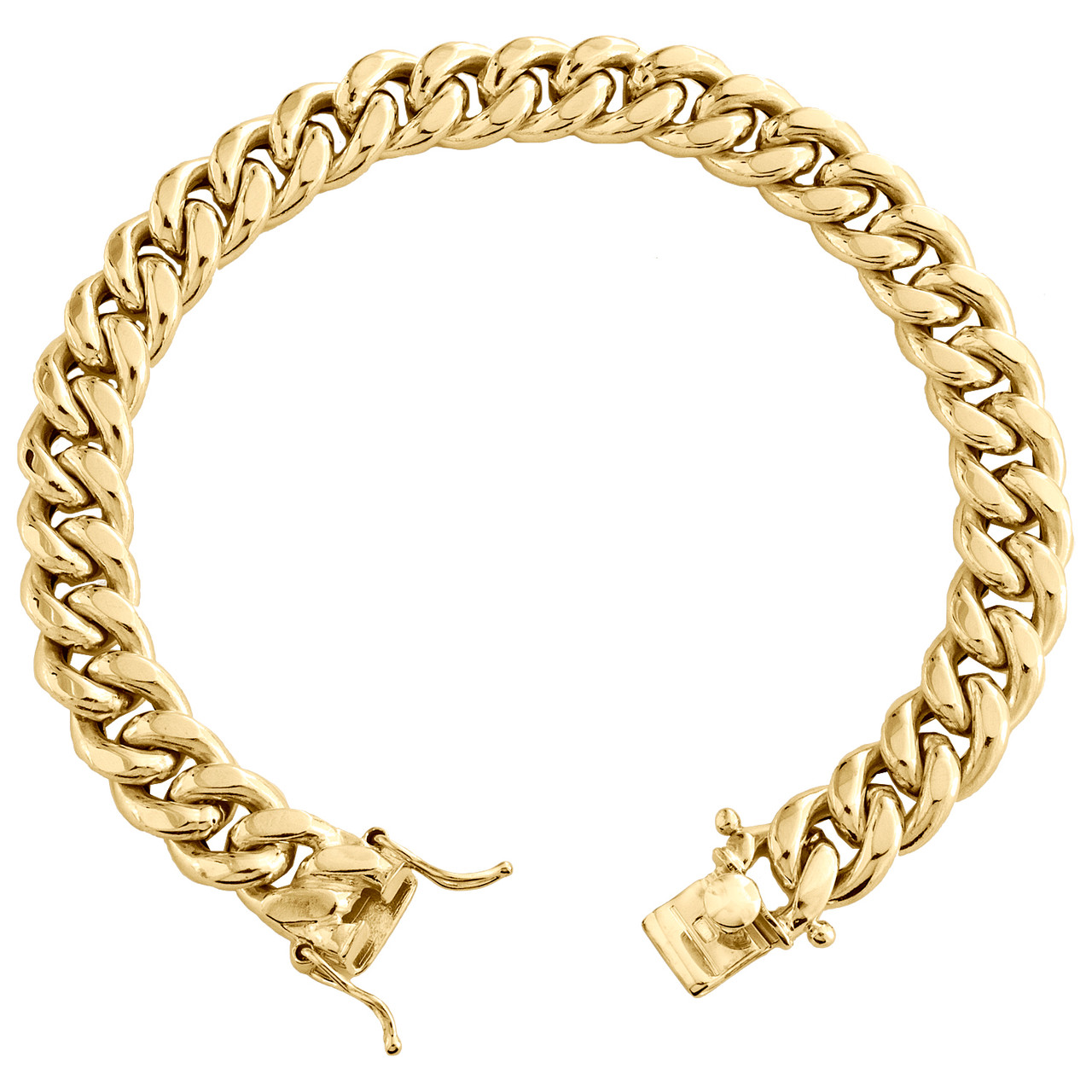 Mens 10K Yellow Gold 10mm Hollow Miami Cuban Link Box Clasp