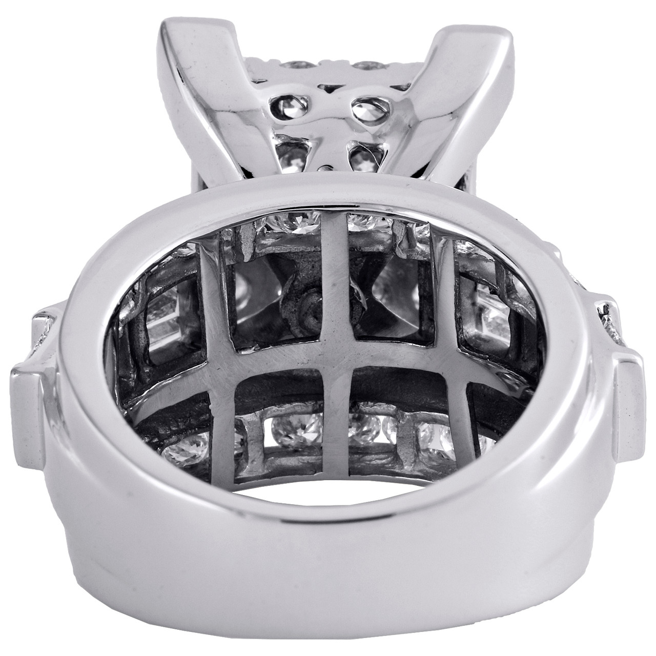 【King Ice】Baguette-Cut CLUSTER リング 2色 14K White Gold Round & Baguette Diamond Rectangle Cluster