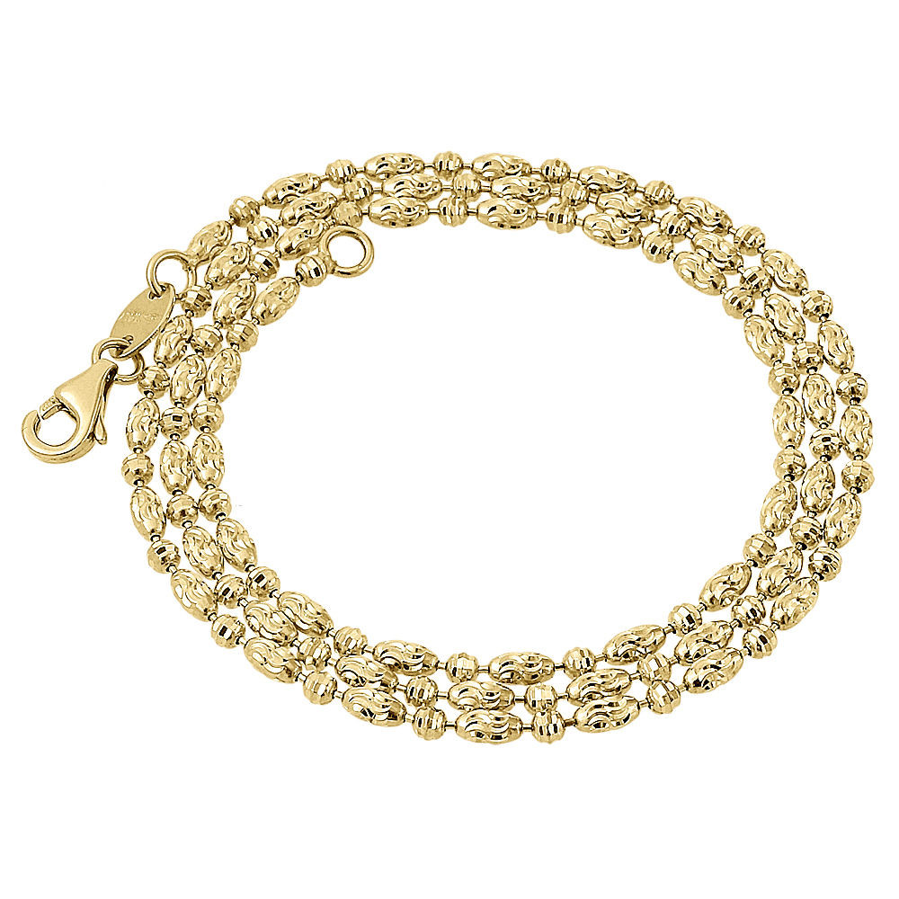 10K Yellow Gold 2MM Typhoon Moon Cut Link Chain Diamond Cut