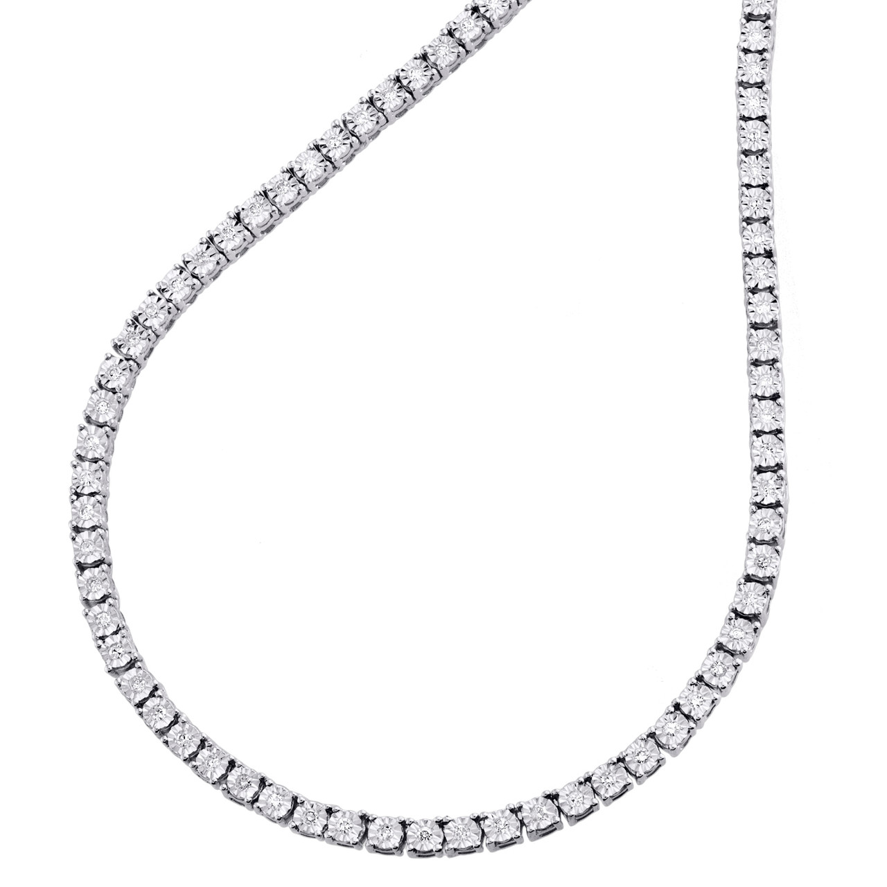 10K White Gold 1 Row Diamond Tennis 3mm 