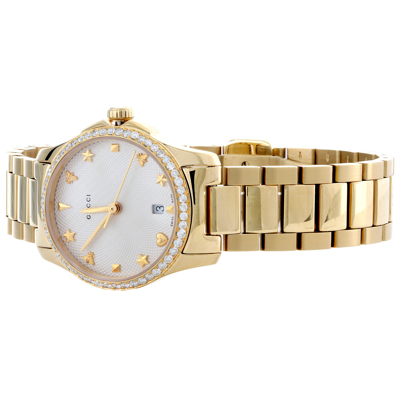 [ゆゆ] Gucci G-Frame White Red and Blue Dial Yellow Gold Tone