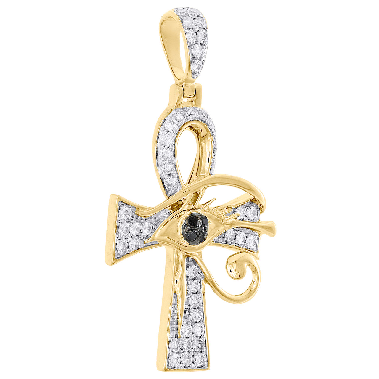 10K Yellow Gold Black Diamond Evil Eye 