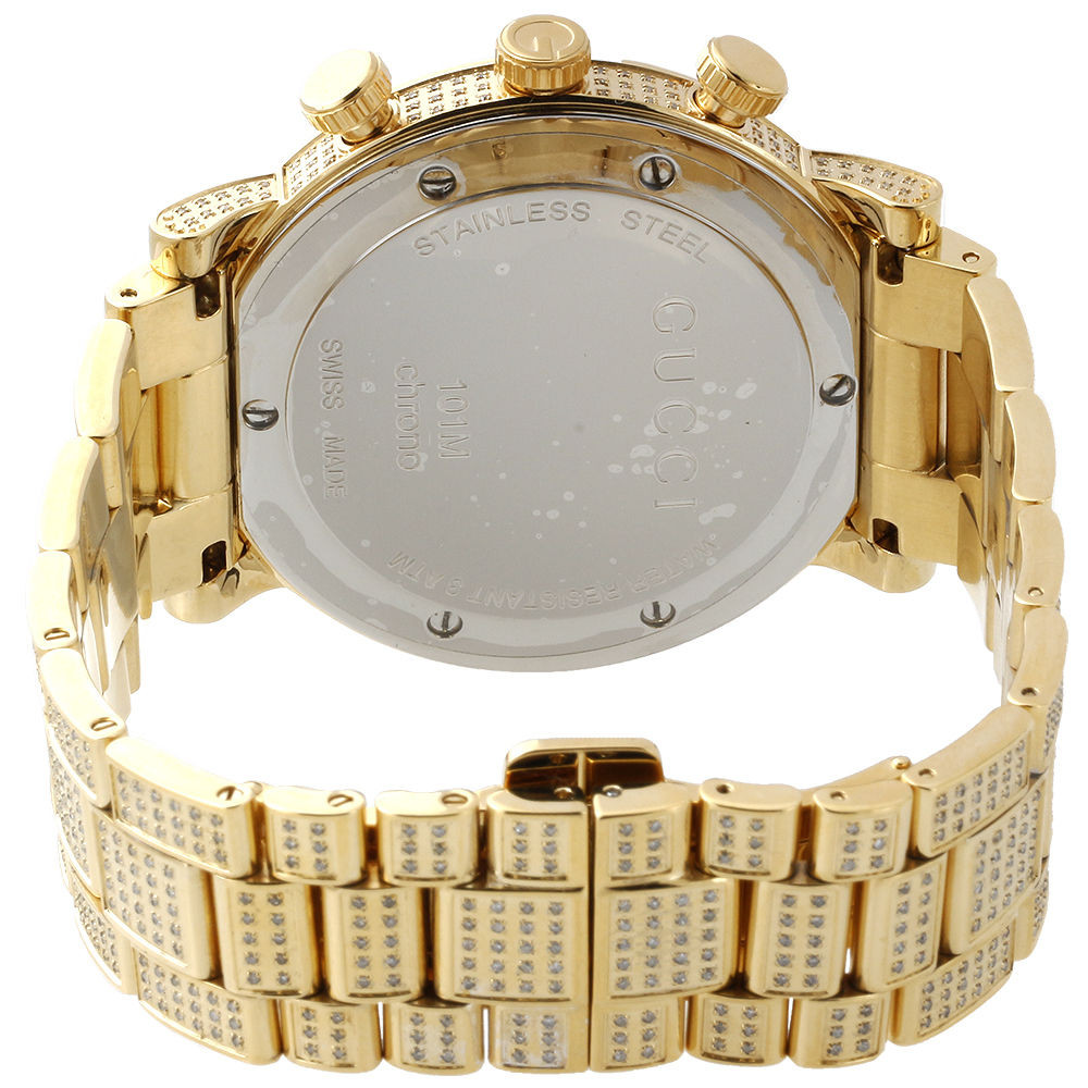 Mens Ya101339 Gucci Diamond Watch 101 G Round Chronograph 44mm