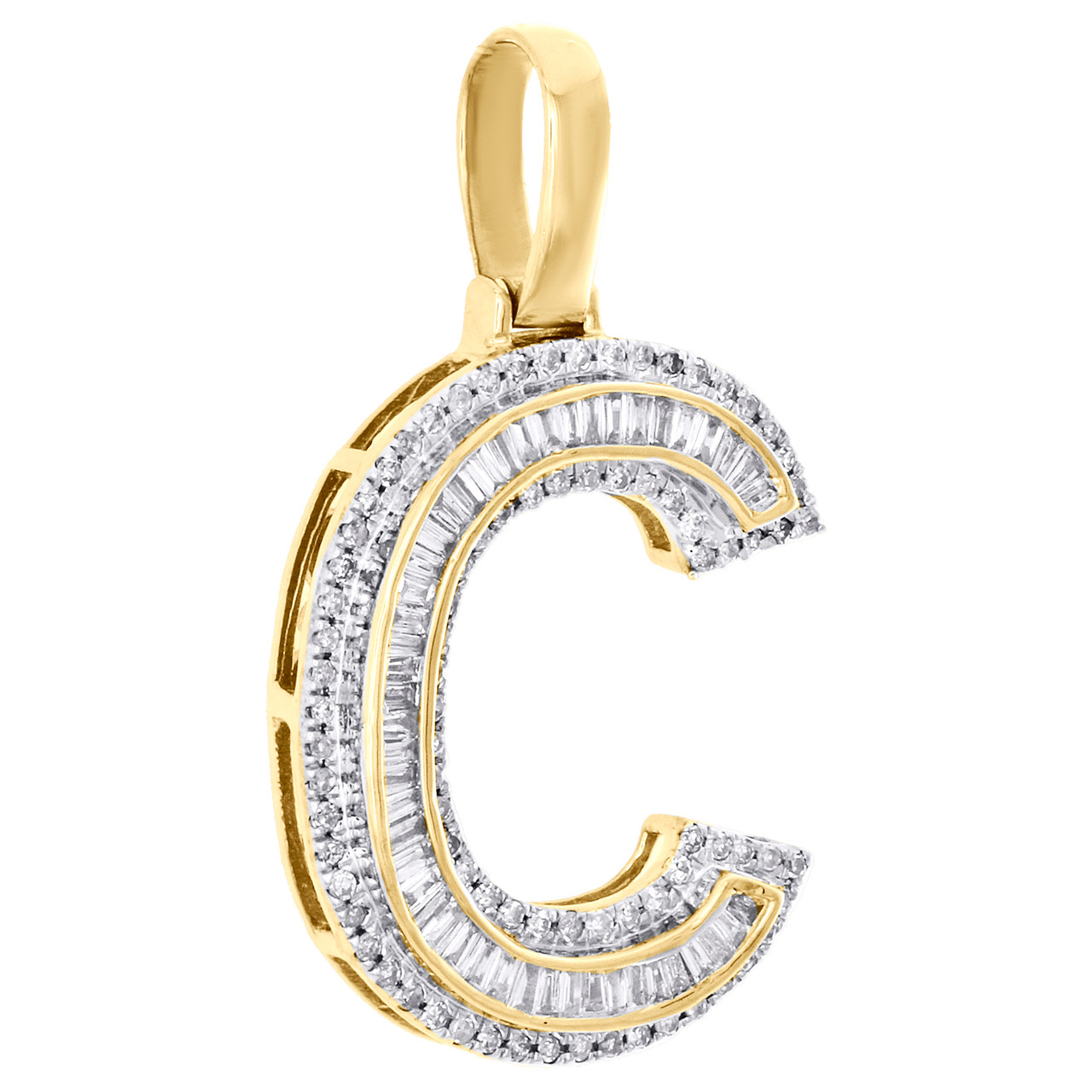 10K Yellow Gold Baguette Diamond Letter 
