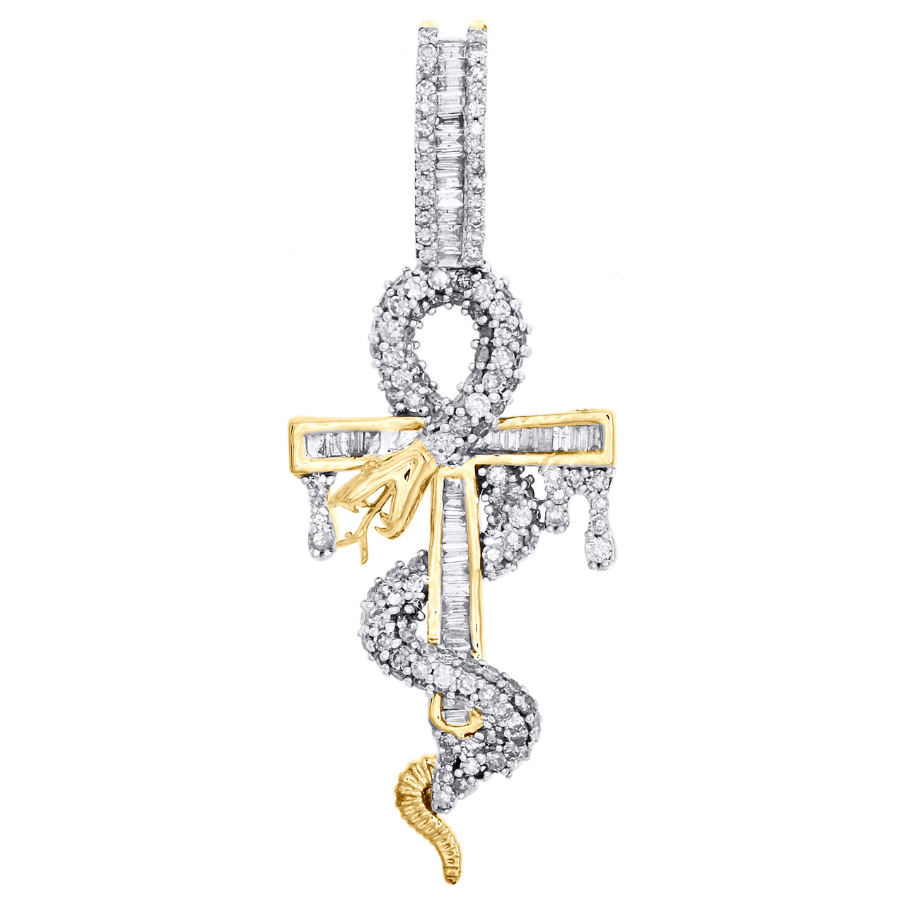 10K Yellow Gold Baguette Diamond Snake 