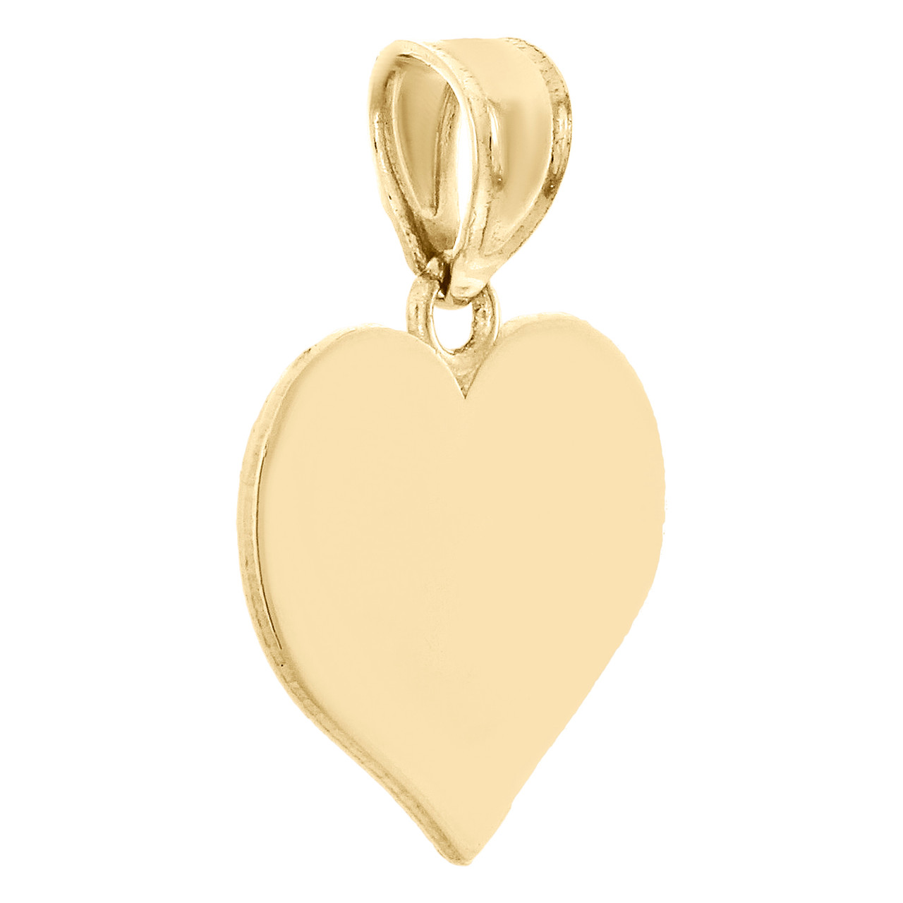 10K Yellow Gold Polished & Stamped Engravable Heart Disc Memory Pendant ...