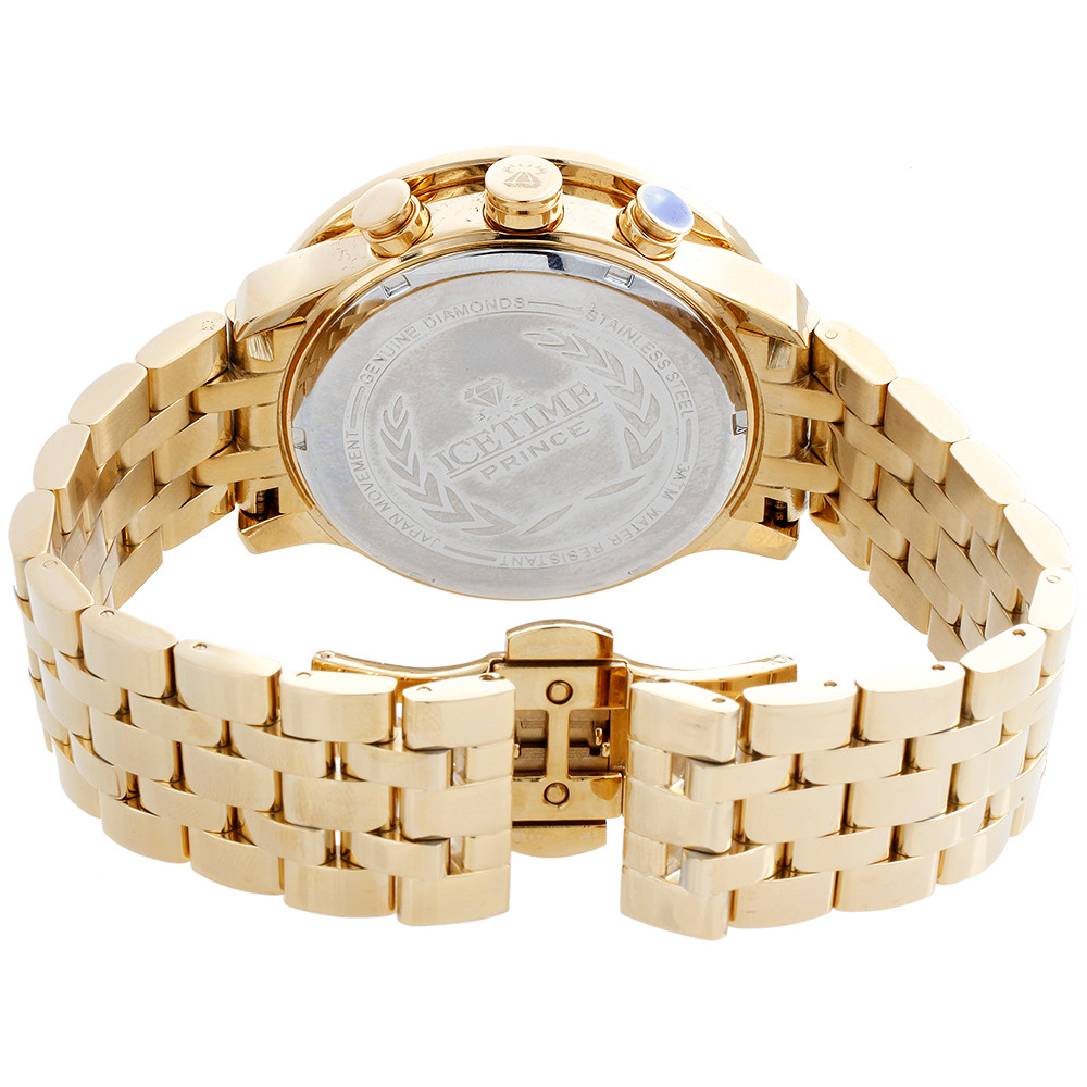 タイムセール‼️水晶玉41mm Ambassador White MOP 1.5ct 6 Time Zone Watch | IceLink