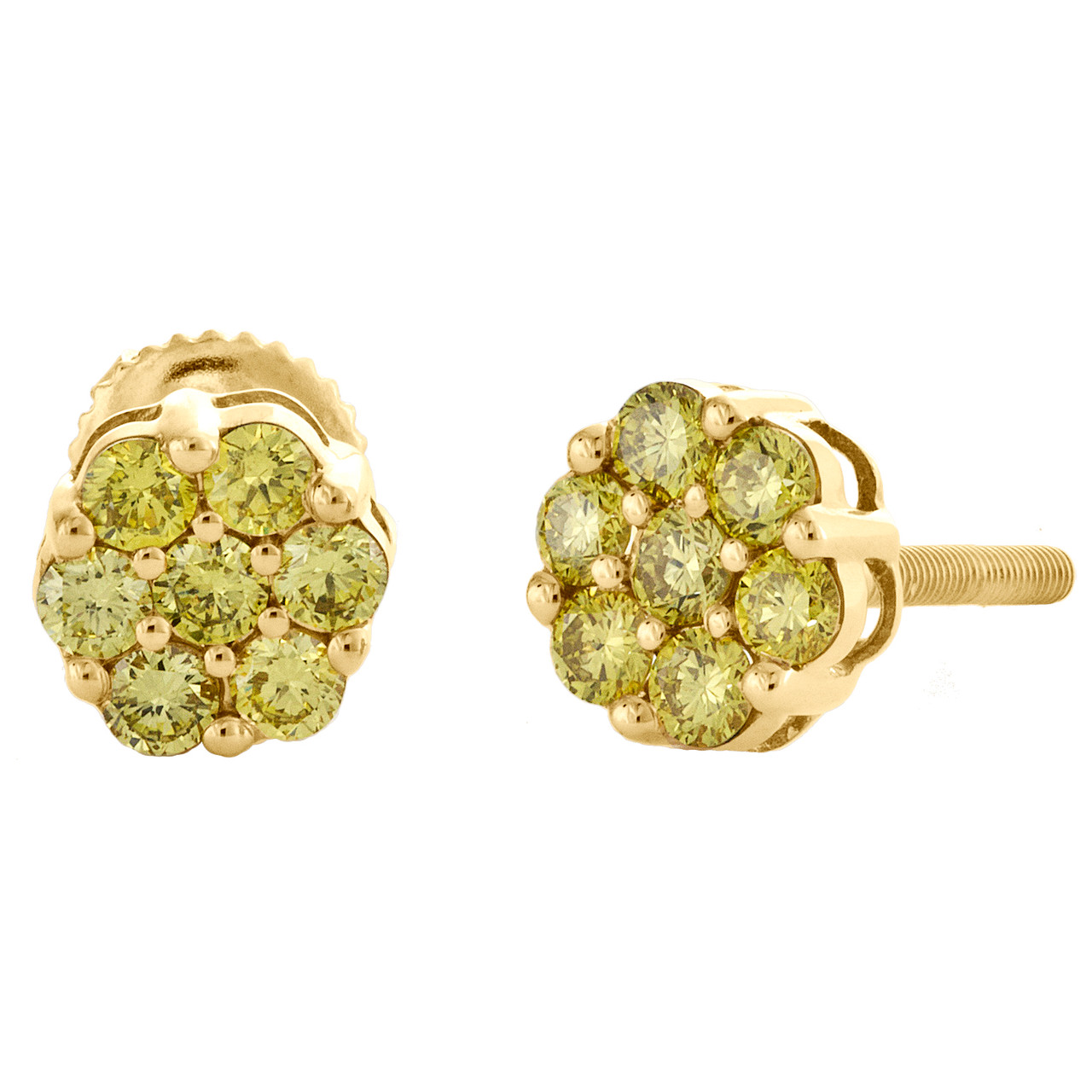 18ct Yellow Gold Diamond Flower Stud Earrings