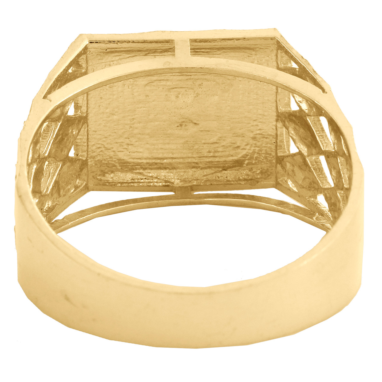 10k Solid Gold Cursive Initial Letter Alphabet Diamond Cut Ring (Medium-22.0 mm)