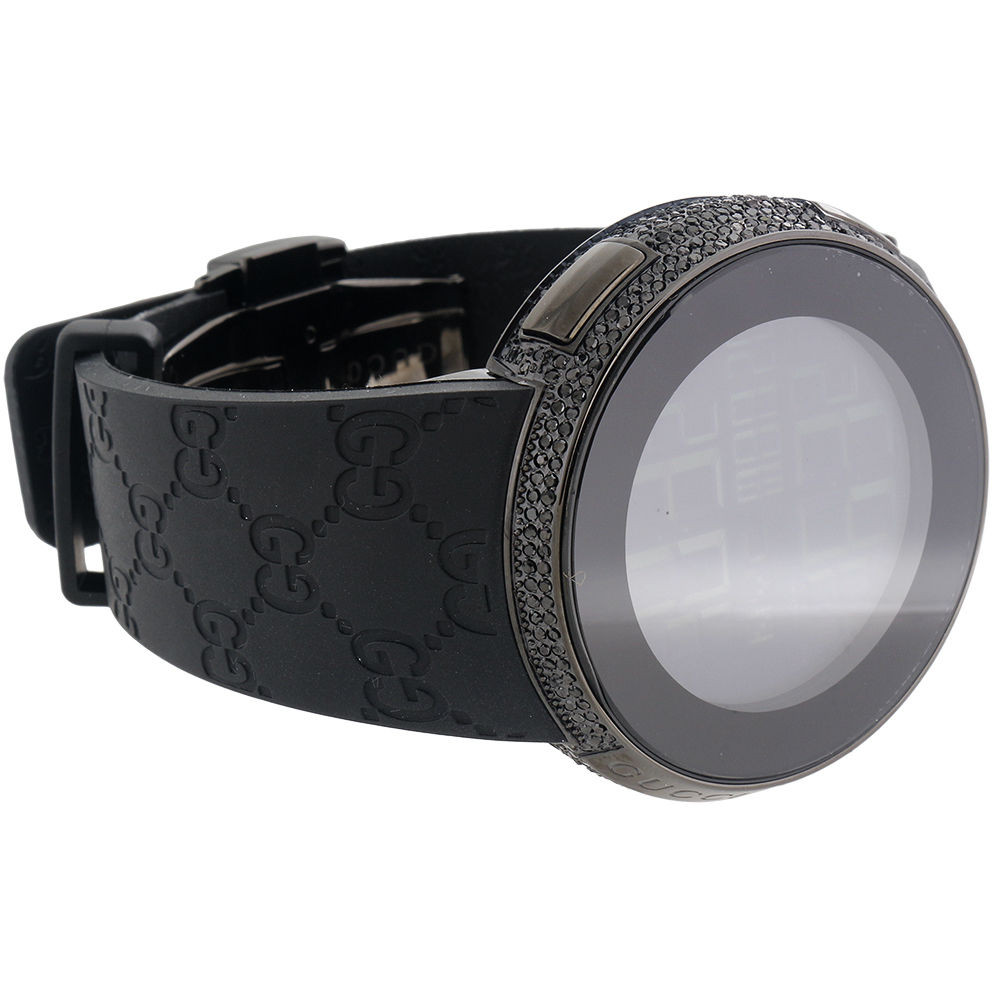 New Mens Custom Black Full Digital I Gucci YA114207 Black Diamond