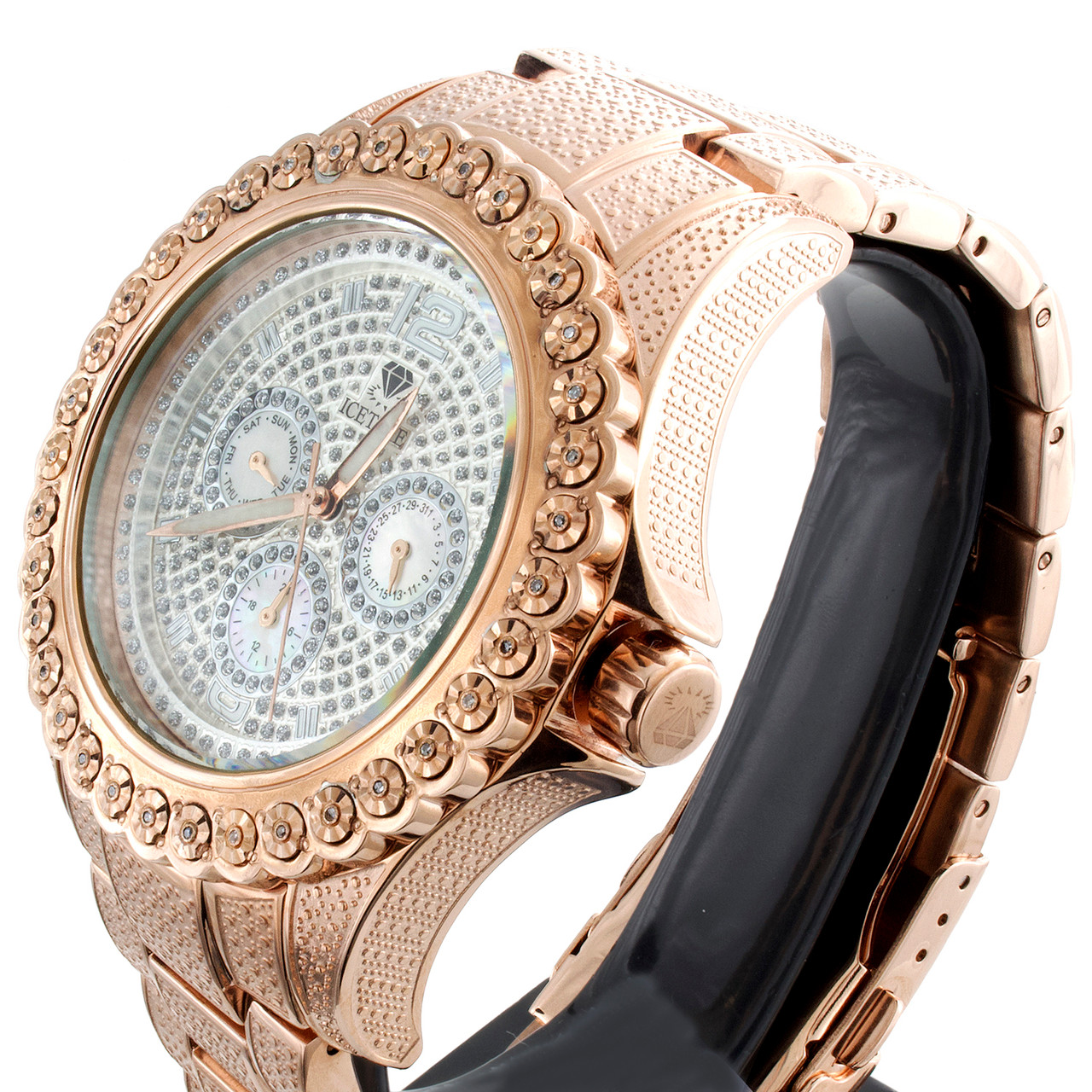 Mens Diamond Watch Ice Time Bling Jojo Joe Rodeo Rose Steel