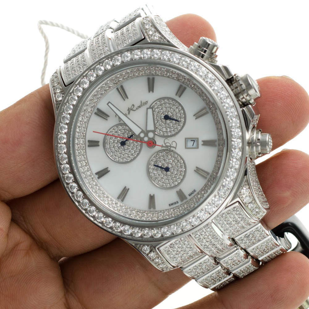 Men's Diamond Watch Joe Rodeo Master Pilot Fully Loaded JMP11 26.70Ct