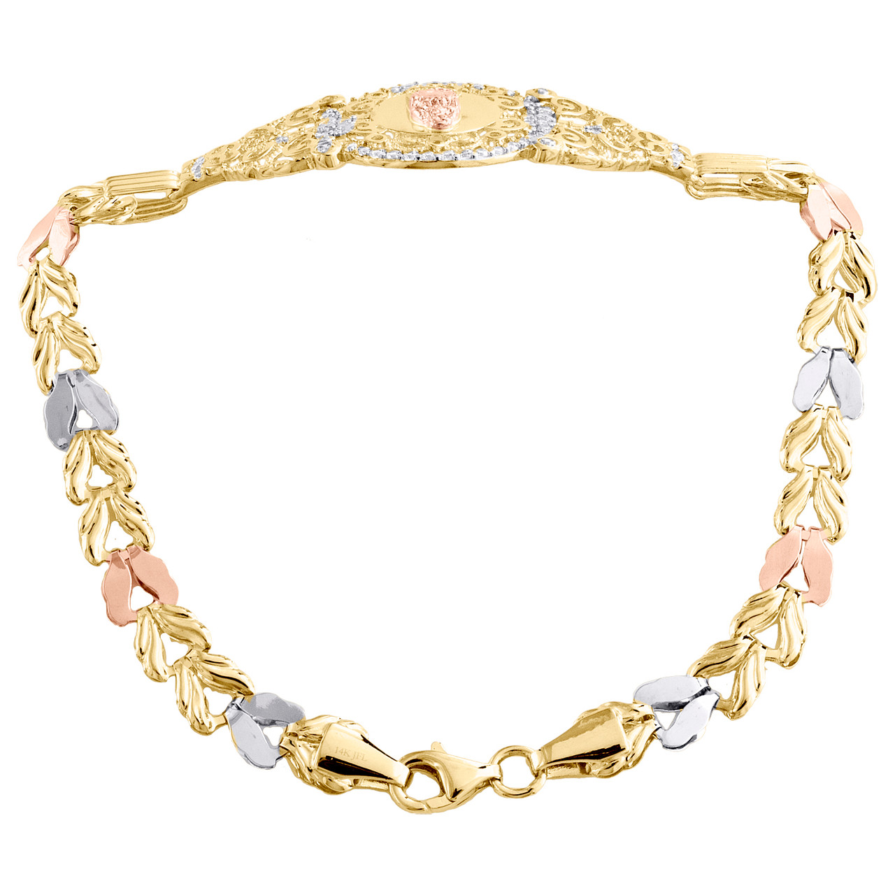 Elegant 14k Tri-Color Gold Hawaiian Plumeria Flowers Charm Pendant Macy\u0027s Tri-Color Triple Rope Bracelet in 14k Gold, White Gold