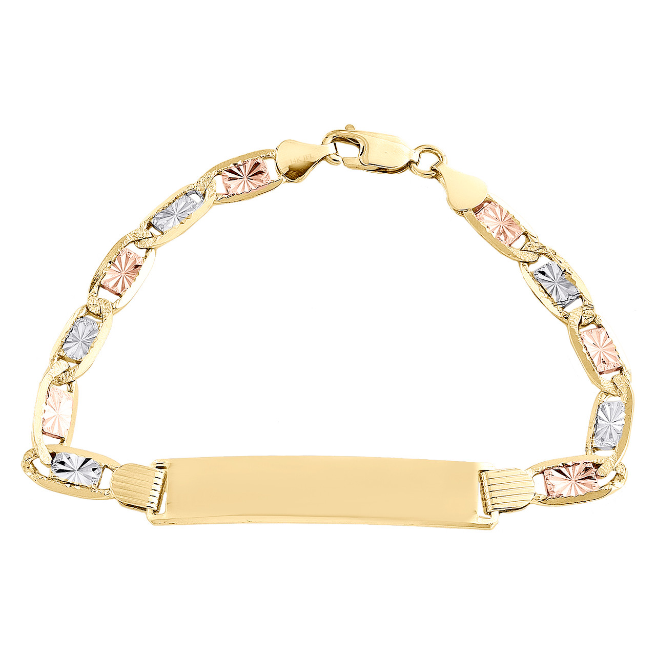 14K Tri-Color Gold Diamond Cut Valentino Link 8mm ID Statement