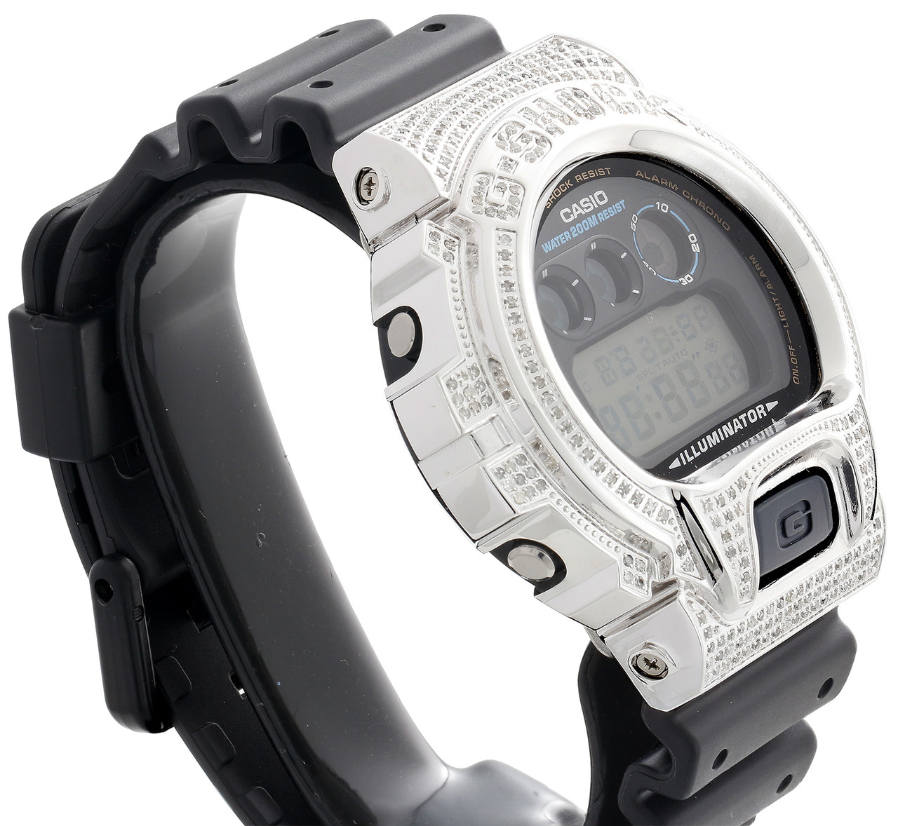 G-Shock Real White Diamond Watch Casio Custom Casing DW6900-1V