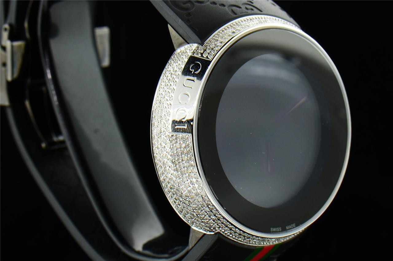 Brand New Mens I-Gucci Digital White Diamond Watch 2.50 CT