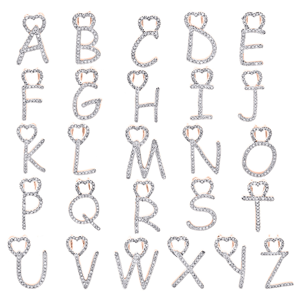 Alphabet Charm Pendant Rose Gold Letter Charm Initial Charm Fancy Font  12-17mm YOU PICK 1 Piece 