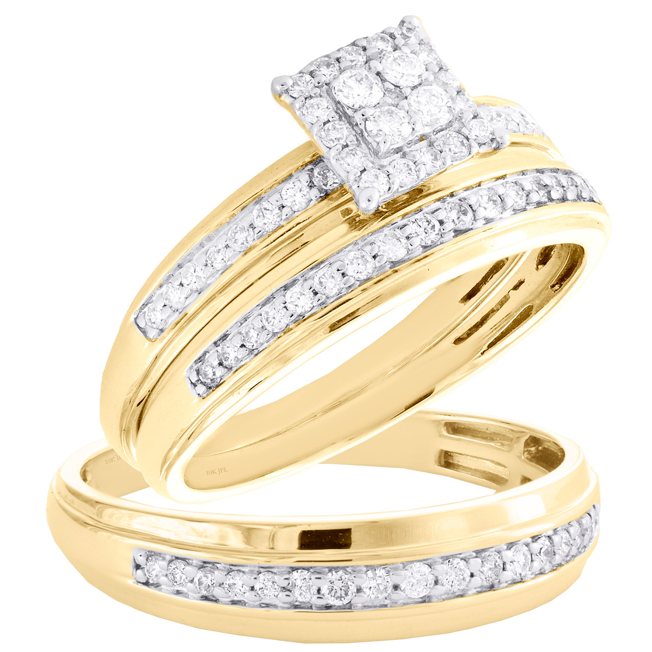 Trio wedding ring clearance sets yellow gold