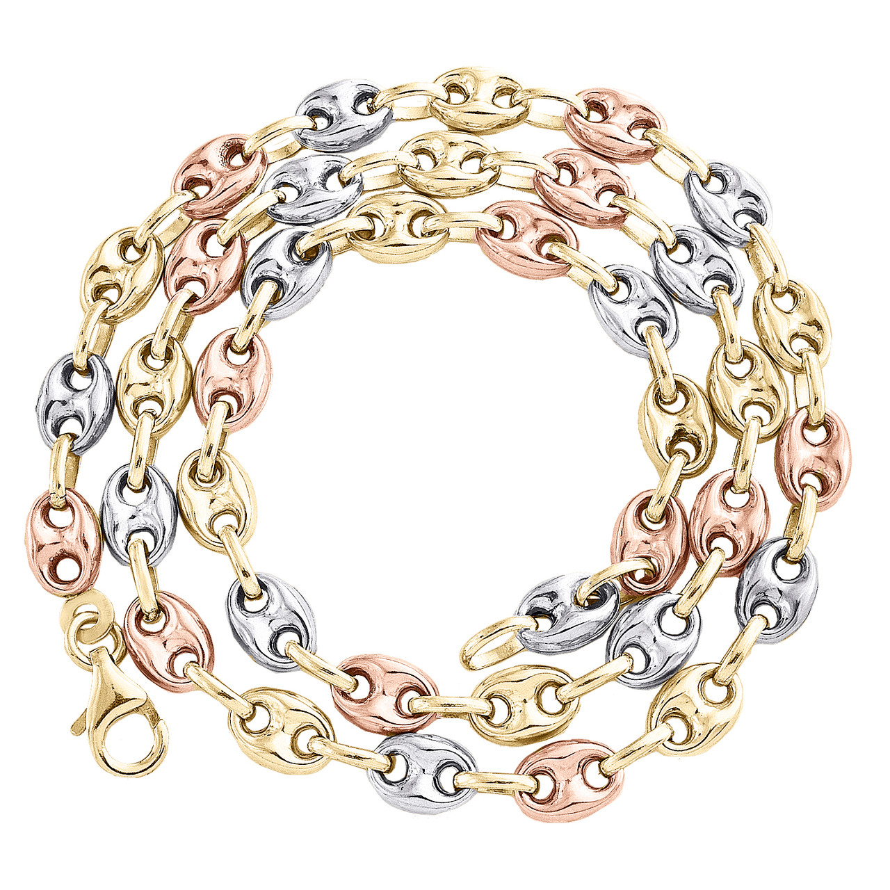 Nugget Puffed Gucci Link Chain Necklace 10K Yellow Gold - Hollow