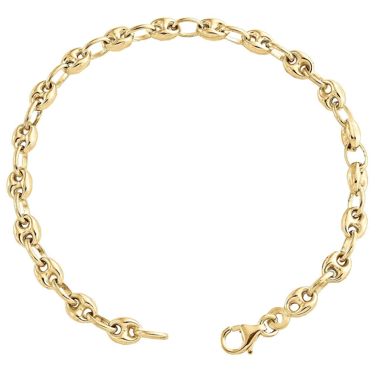 Real 10K Yellow Gold Fancy 3D Hollow Puff Gucci Mariner Link 4mm Real 10K Yellow Gold Fancy 3D Hollow Puff Gucci Mariner Link 4mm