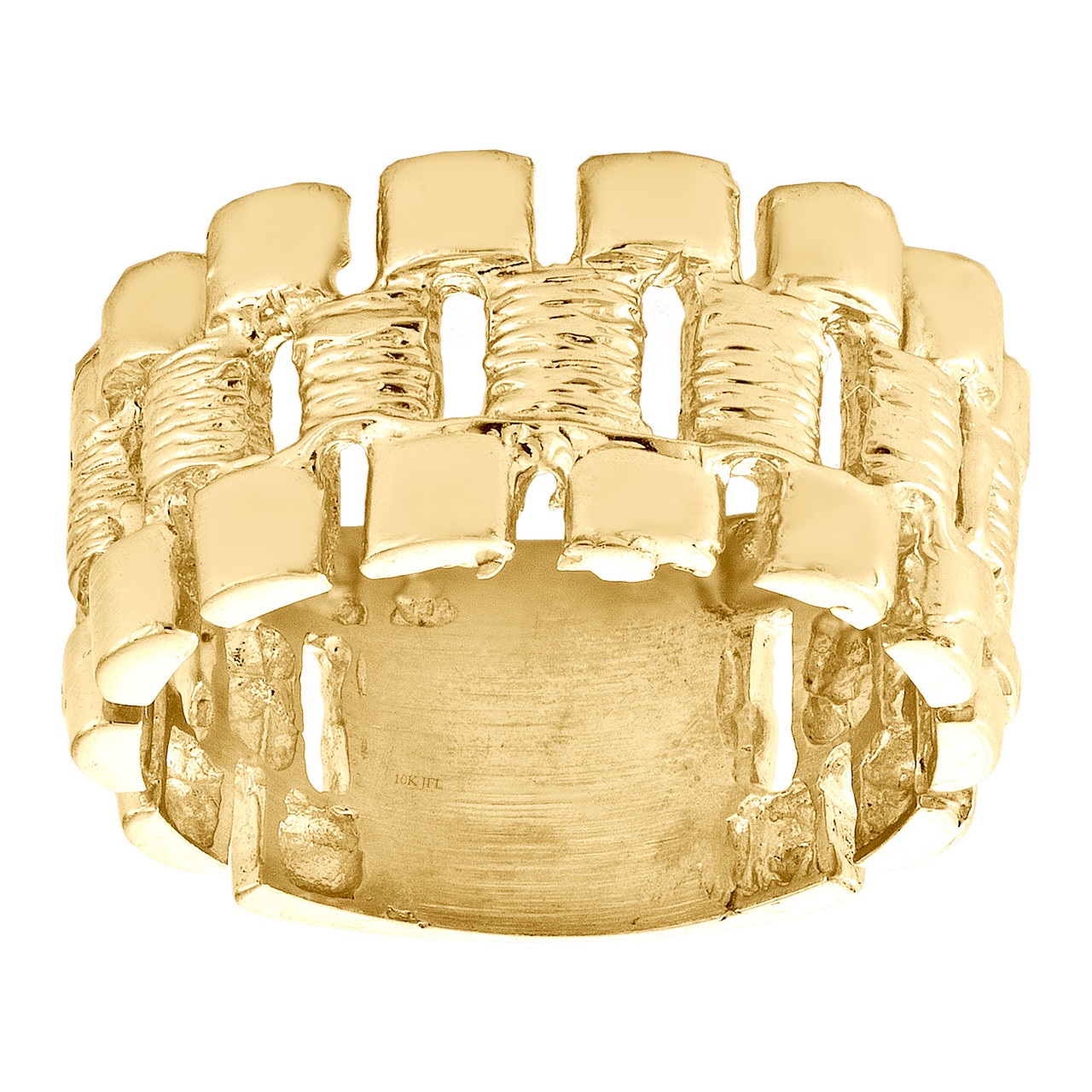 10K Yellow Gold Diamond Cut Textured Jubilee Link Statement