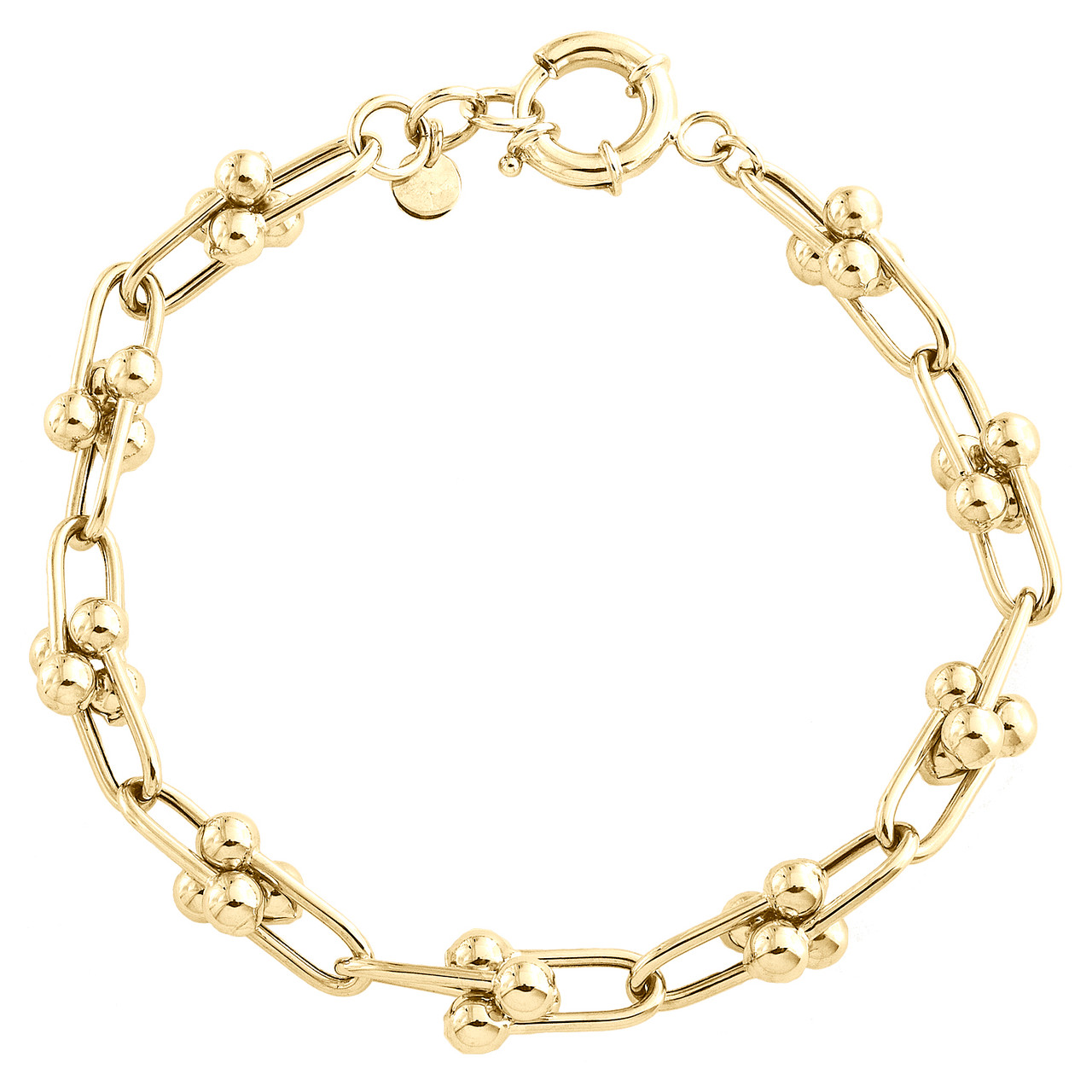 14K Yellow Gold 8mm Fancy Italian Link Beaded Ball Statement