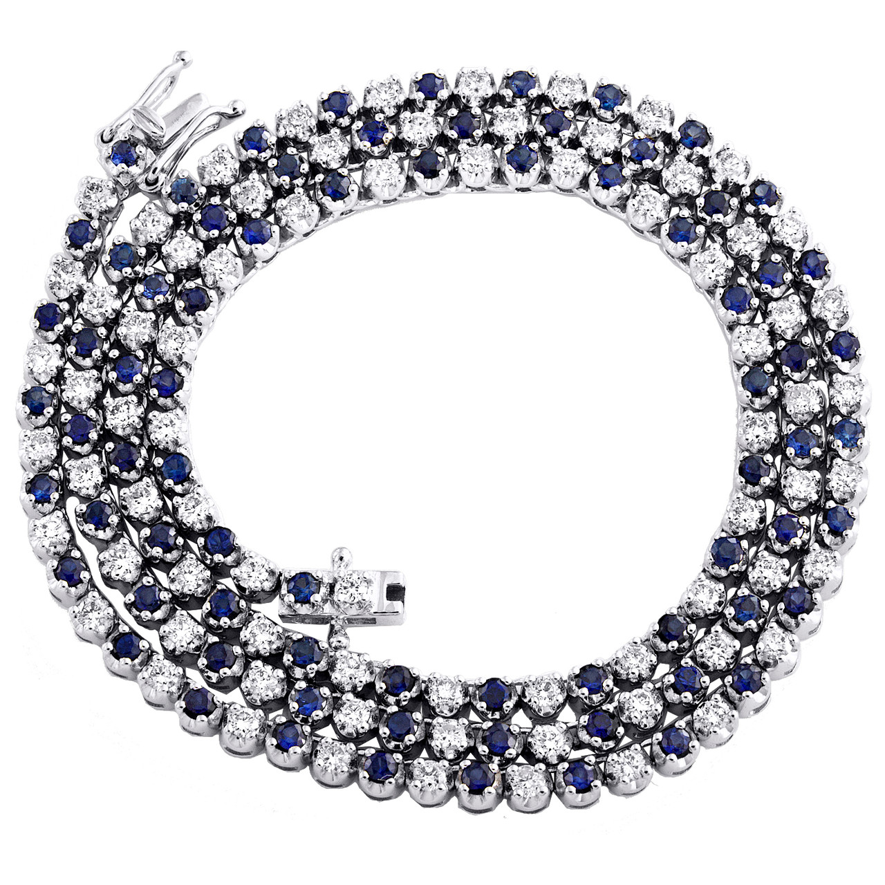 14K White Gold Sapphire \u0026 Diamond Prong 