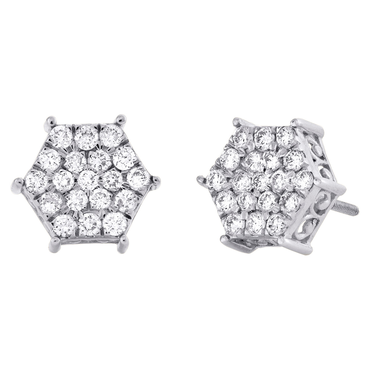 7/8 CTW Round Caydia Lab Grown Diamond Cluster Stud Earrings 14K White Gold  | Charles & Colvard