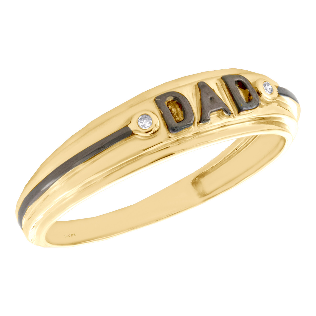 10kt Yellow Gold Mens Round Diamond Dad Father Ring .01 Cttw – Gold N  Diamonds