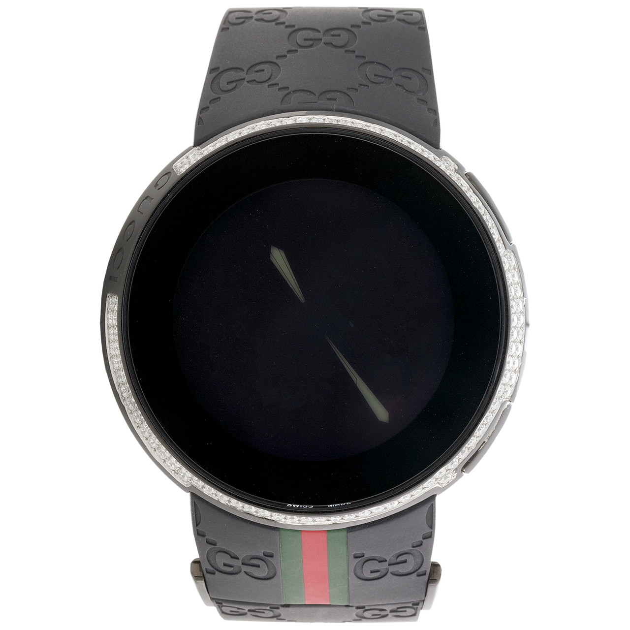 Mens Black Casing YA114207 Custom DigitaI i Gucci White Diamond