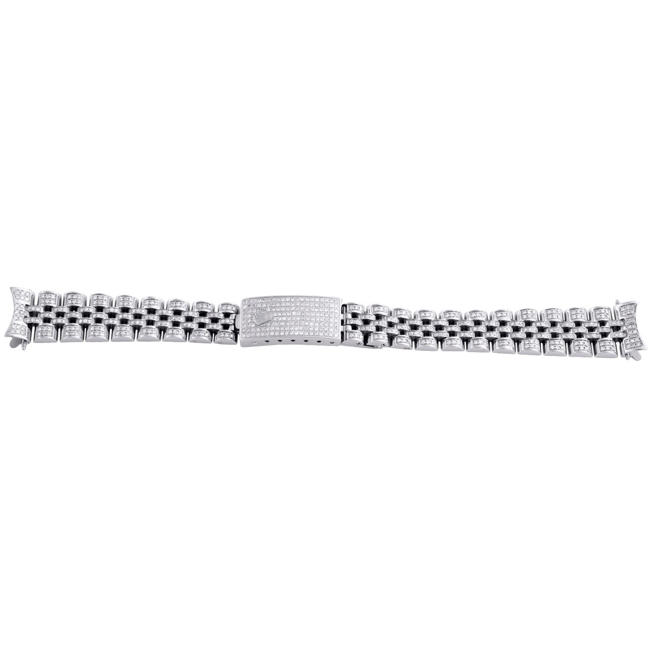 Ladies Custom Diamond Steel Jubilee Watch Band Fit 26mm Rolex DateJust ...