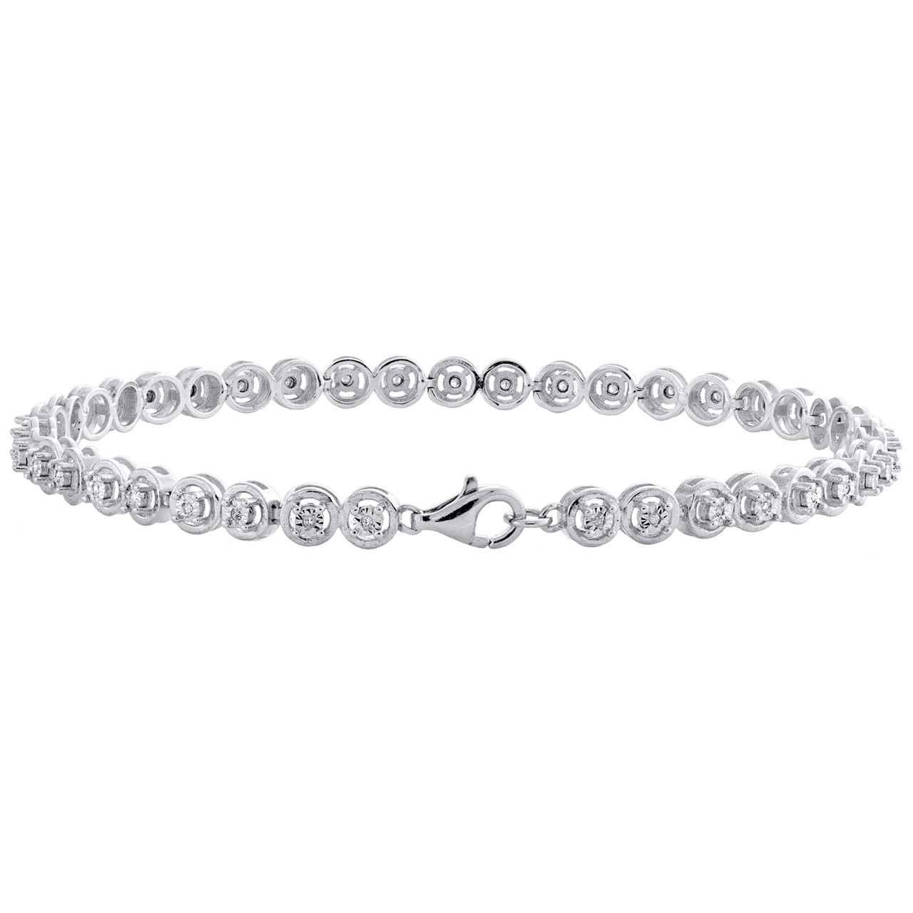 1 Row Sterling Silver Round Diamond 3.50mm Miracle Plate Tennis