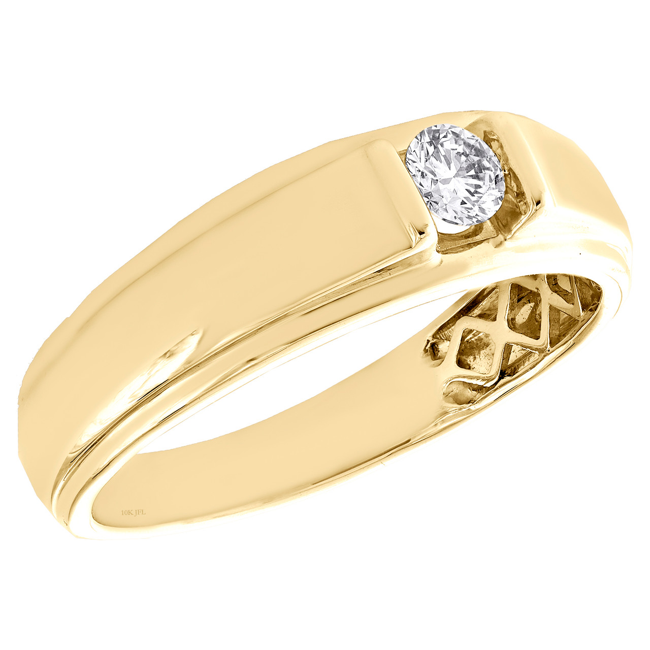Anello da uomo per anniversario di fede nuziale con diamante solitario in  oro giallo 10 carati 1/4 ct. - Diamanti e orologi JFL