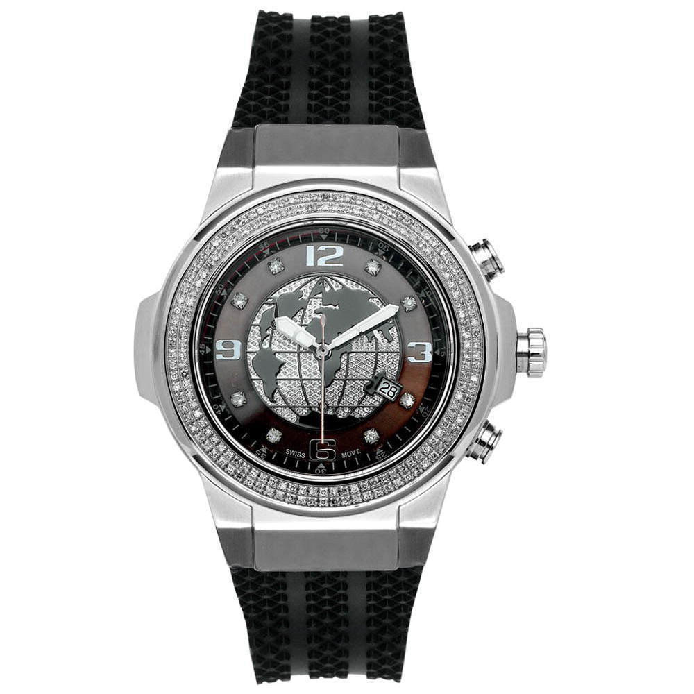 Men's Diamond Watch Joe Rodeo Panther JPT8 1.50Ct World Map
