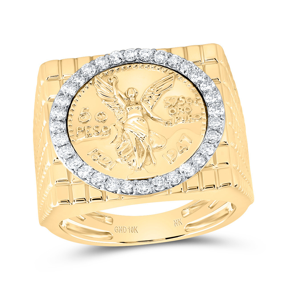 YA−MAN IS-101N GOLD 10K Yellow Gold Round Diamond Centenario Statement 20mm Square