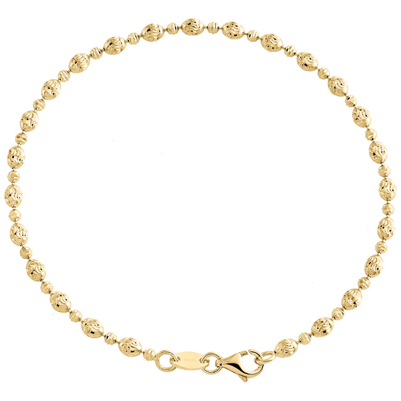 10K Yellow Gold Texture Moon Cut / Candy Bead 3mm Fancy Italian