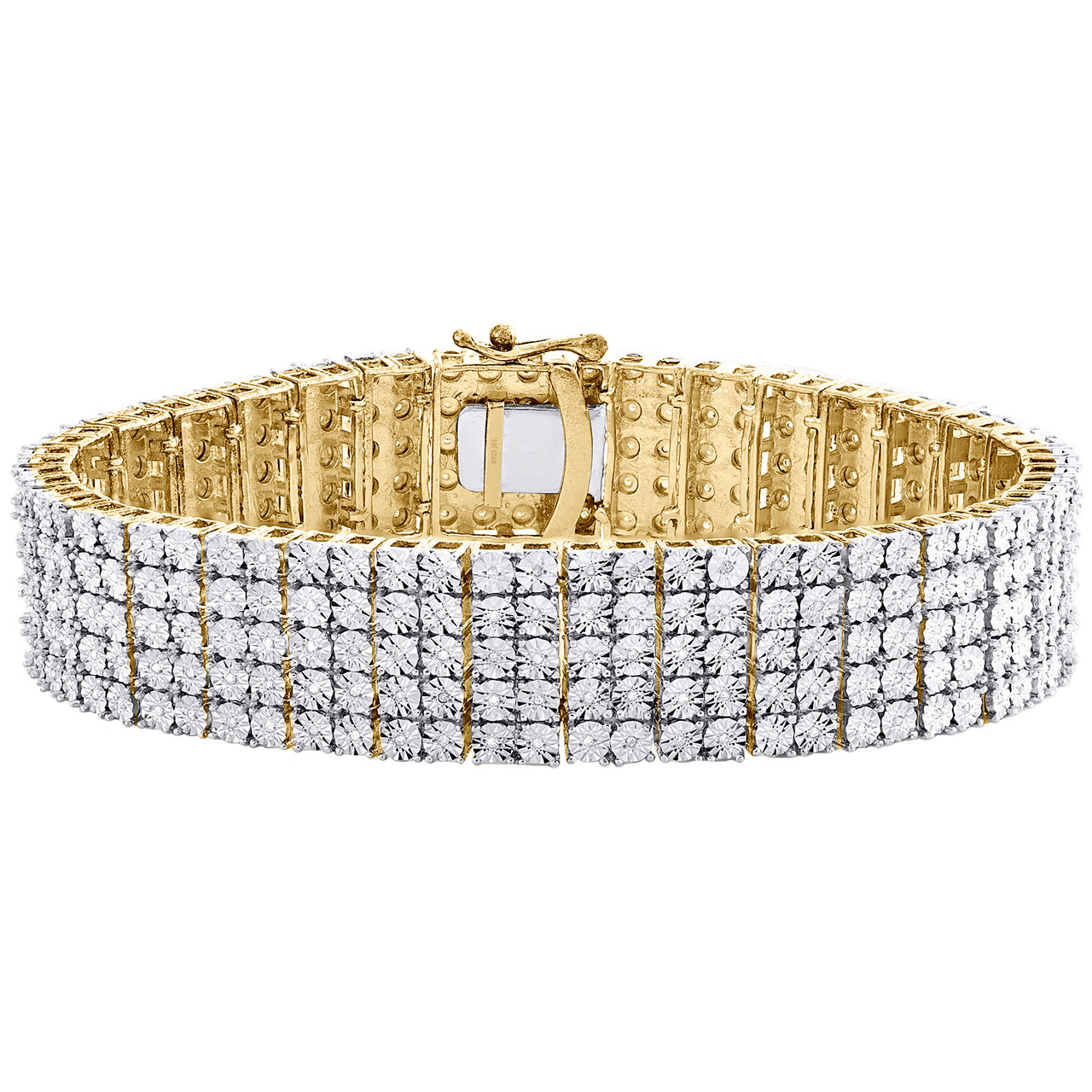 Real Diamond Sterling Silver Row Tennis Bracelet 16mm Miracle