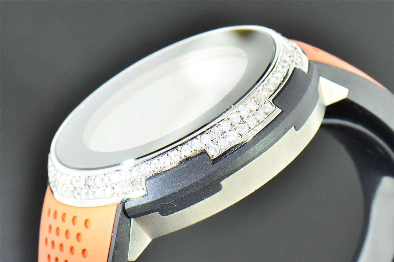 New Mens Custom Diamond Gucci I-Gucci YA114104 Orange Digital 49