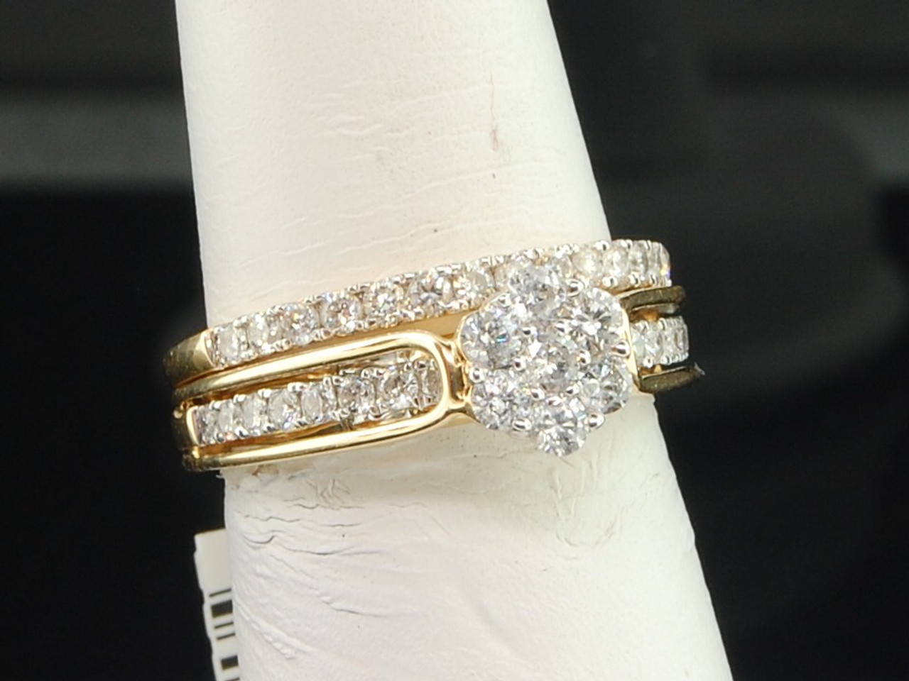 Ladies 14K Yellow Gold Diamond Engagement Ring Wedding Band Bridal