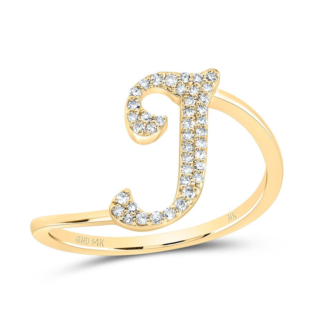 14k Yellow Gold Genuine Diamond Cursive Font Letter I Initial Bypass ...