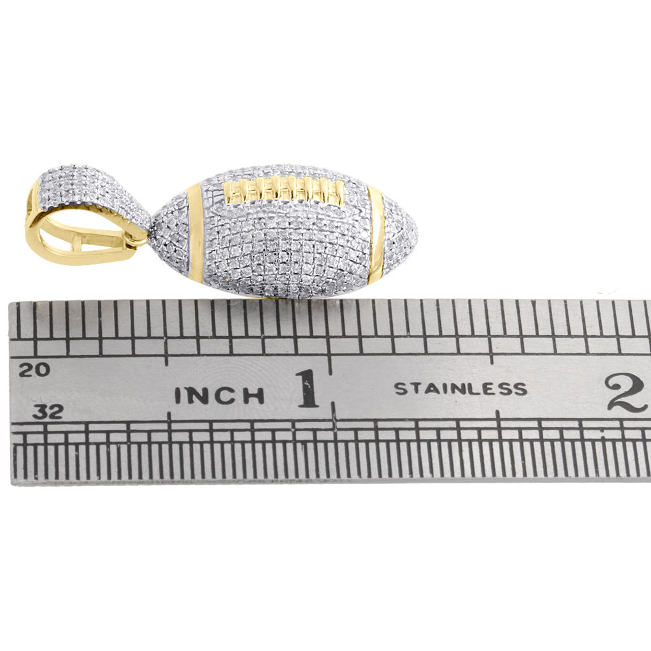 10K Yellow Gold Diamond American Futball Ball Pendant 0.40 ctw