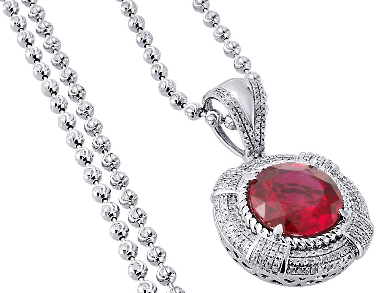 STERLING RUBY CHRON 美品 KARMA Lab-Created Ruby Necklace Sterling Silver 17