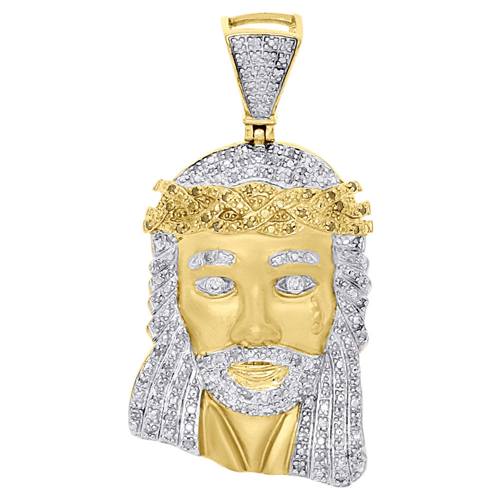 Head Pendant Mens Brushed Charm 0.62 Ct 