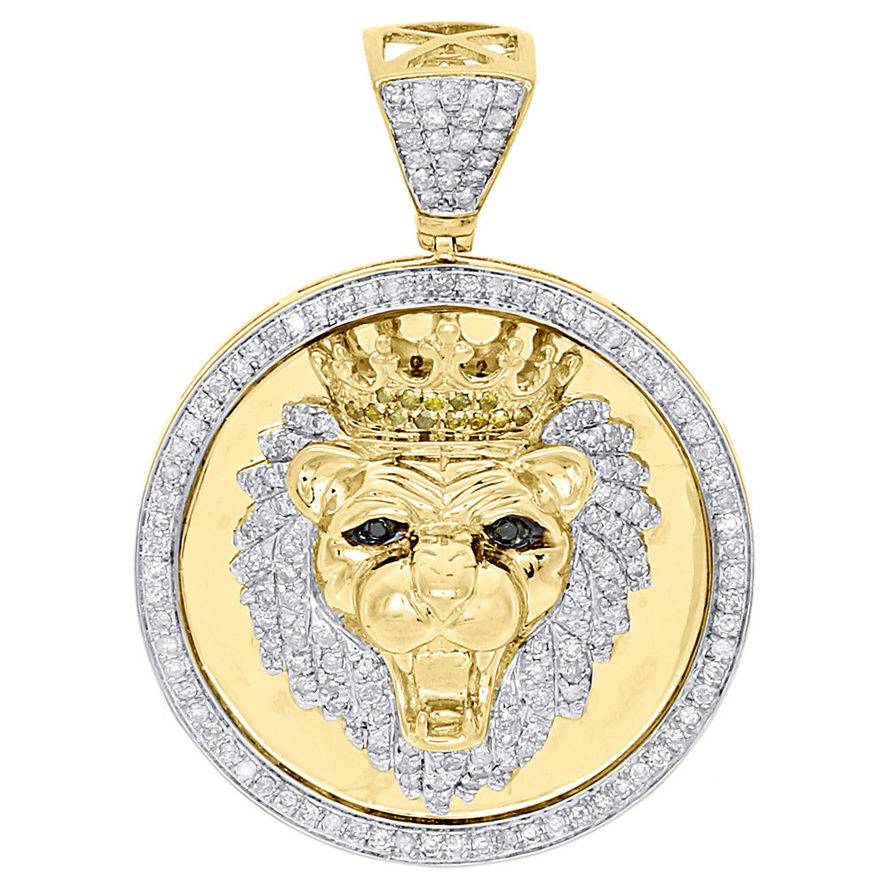 10K Yellow Gold 3D Lion Head Diamond 