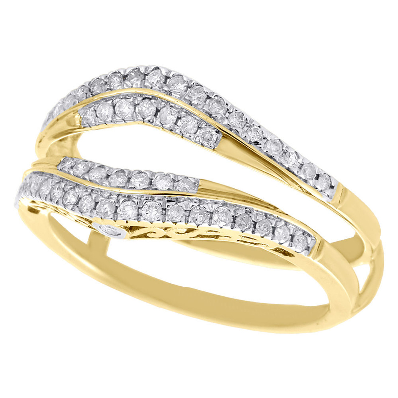 0.44 Ct. Contour Ring Guard Enhancer Wedding Band in Two Tone Gold