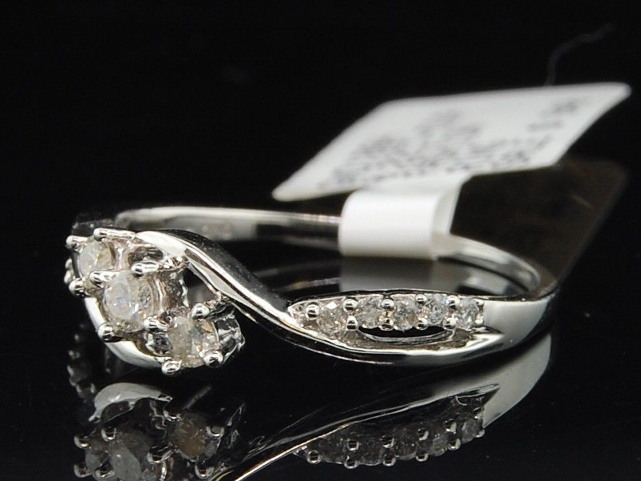 Set da sposa con anello di fidanzamento da donna in oro bianco 10k con 3  diamanti e pietra intrecciata .22c - jfl diamonds & timepieces