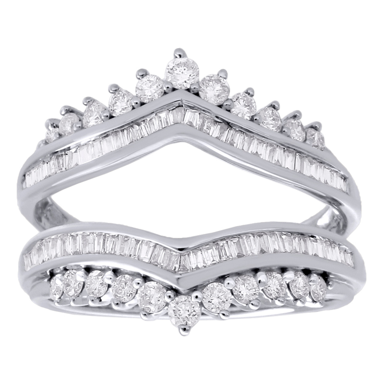 14k white gold round and baguette diamond barset ring, Genovese Jewelers